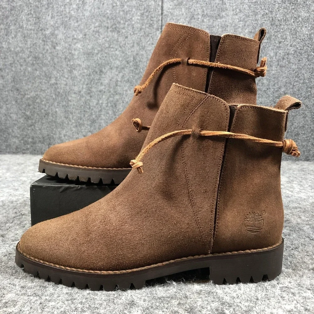 Timberland Ankle Boots Womens 8 M Brown Suede Lug Sole‎ Italy